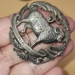 Peruzzi sterling silver Aries ram zodiac brooch charm birthday pin